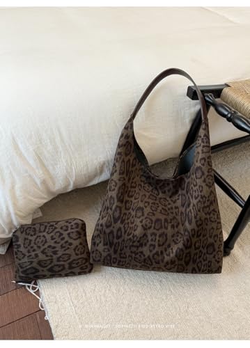 Image of Leopard Tote Bag for Women Cheetah Purse Vintage Hobo Bag Large Capacity Work Tote Bag