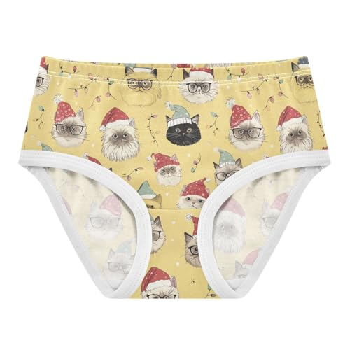 Girls Underwear Soft Cotton Christmas Cats Face Kids Panties in Sizes 2/3t, 4t, 5t, 6 and 8