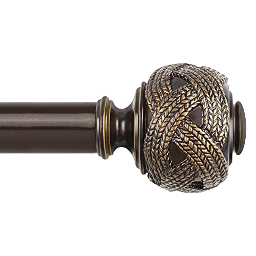 Usfook Window Treatment Finials For 1 Or 7/8 Inch Curtain Rods, Bronze Drapery Rods Replacement Finials With M6 Screws, Woven Leaf Pattern, 2 Pack #TOP1