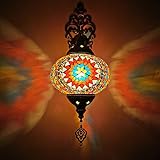  RAFCAR Applique Murale d\'extérieur, Abat-Jour en mosaïque d\'applique Murale Faite à la Main,Lanterne en Verre Marocaine Turque,Chevet Arabe,décoration de la Maison,Abat-Jour en Verre Multicolore