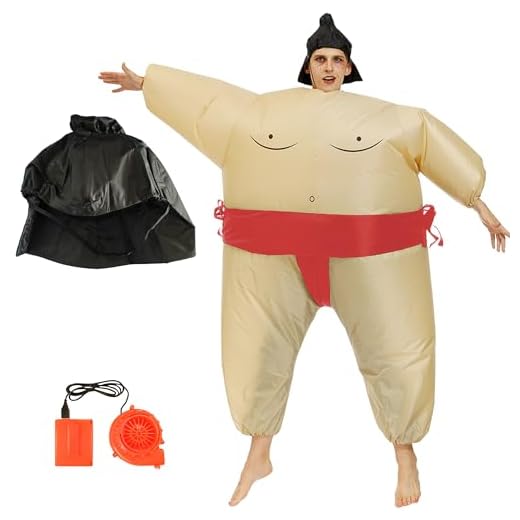 Qeefxcur Disfraz inflable de luchador de sumo para adultos, disfraz inflable para fiestas de Halloween (rojo, adultos)