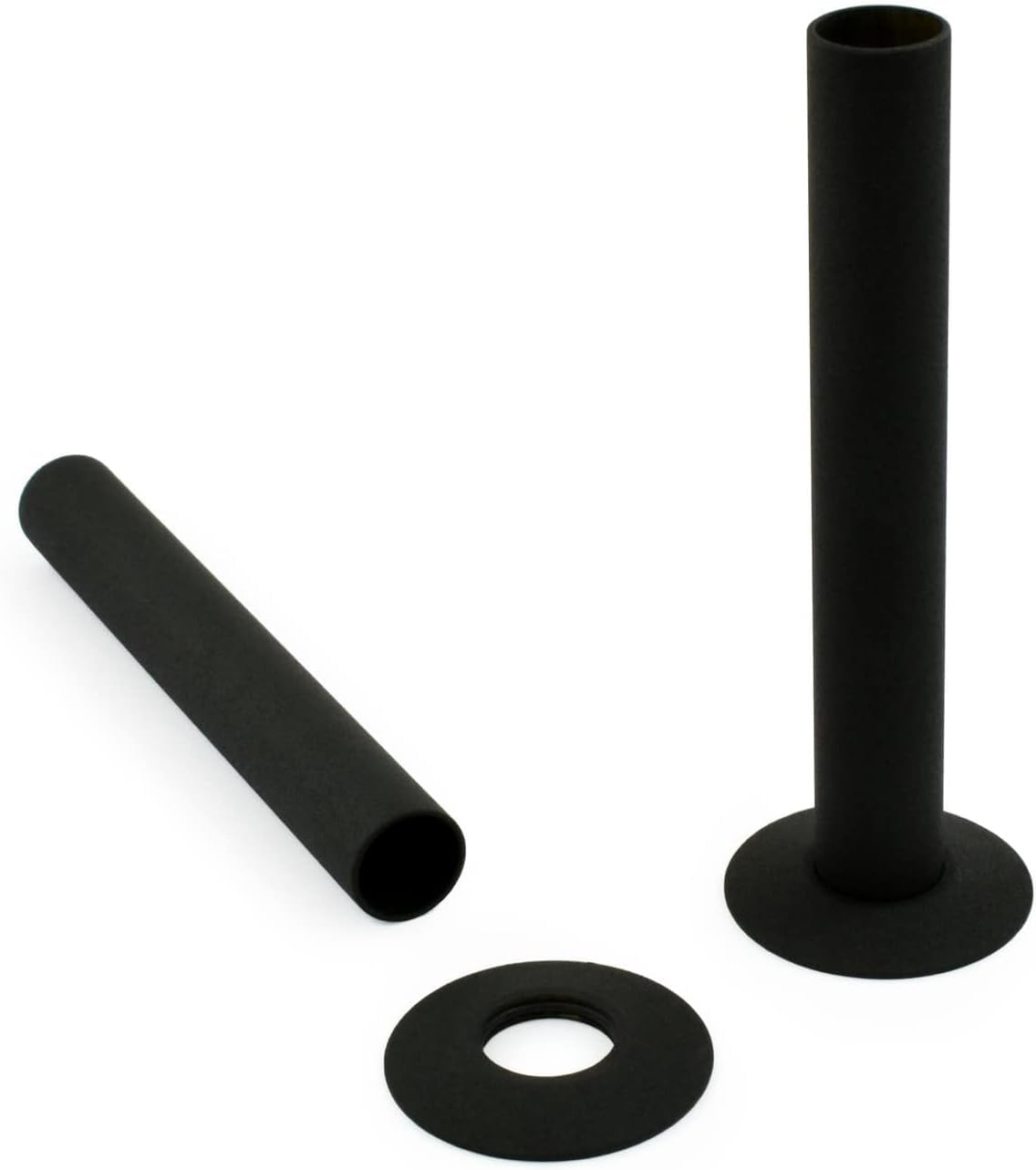 Warmehaus Black Pair Of 180Mm Radiator Pipes And Pipe Collars Sleeves