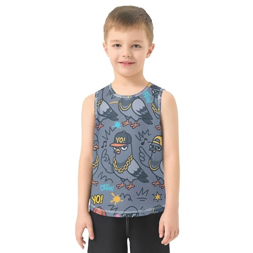 Hip- Pigeon Gray Boys' Tank Top Shirt Sleeveless Toddler Vest Active Tees for Outdoor Beach Fitness Work Out 3T2
