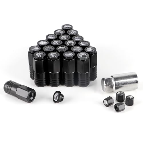 Image of M12x1.5 Lug Nuts 20pcs with American Flag End Cap Compatible with Chevy Impala Honda Accord CRV Civic Ford Focus Wheel(Black)