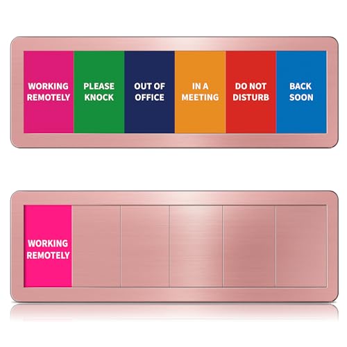 Image of Office Door Signs, 6-Option Do Not Disturb Sign for Workplace Privacy, In a Meeting, Out of Office, Please Knock, Working Remotely, Back Soon Slider