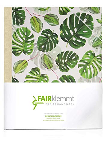 Eckspannmappe Monstera Naturleinen, A4 Cover