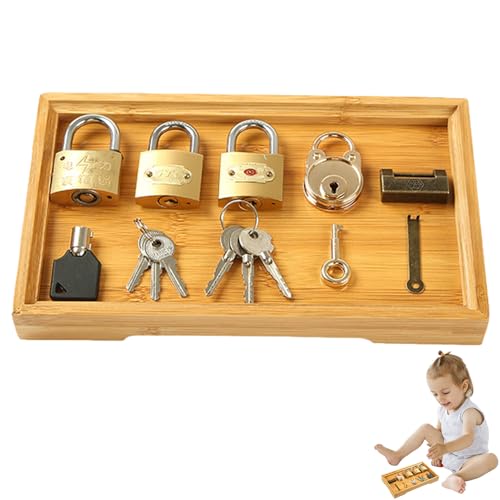 Vitsrisea Holzmontessori Lock And Key Toy Set - Llave educativa para niños pequeños y niños, materiales preescolares | STEM regalo para la primera infancia, diversión en el aula en casa