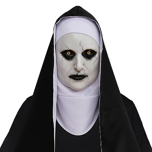GHONLZIN Máscara de Halloween, máscara de terror de freia, máscaras de látex assustadoras com lenço capuz, máscaras de látex assustadoras acessórios para festa de disfarces de Halloween