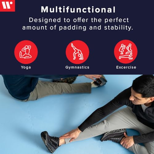 Image of We Sell Mats Premium Foam Interlocking anti-fatigue tiles great for gyms PX90 Insanity Pilates Yoga aerobics cardio trade shows kids payrooms and more. Black 100 SQFT-25 Tiles
