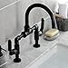 Kingston Brass KS2170KL Whitaker Industrial Style Bridge Bathroom Faucet with Pop-Up Drain, Matte Black