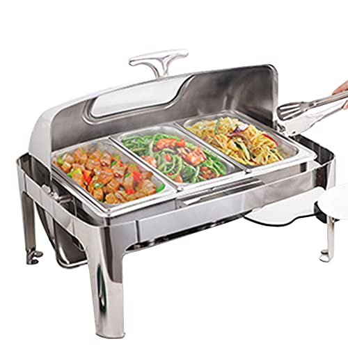IROEJT Calentadores de Alimentos eléctricos para Fiestas y bufés, Juego de Calentadores de Acero Inoxidable con Tapa, Calentador de Alimentos de Gran Capacidad de 13 l，1/3 Size PAN13L