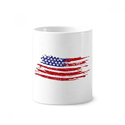Porte-brosse à dents Amérique drapeau usa en céramique blanche tasse de 350ml