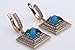 Turkish Handmade Jewelry Hurrem Square Shape Ocean Blue and Round Cut Topaz 925 Sterling Silver Jewelry Set Earrings,Pendant and Ring Size Option