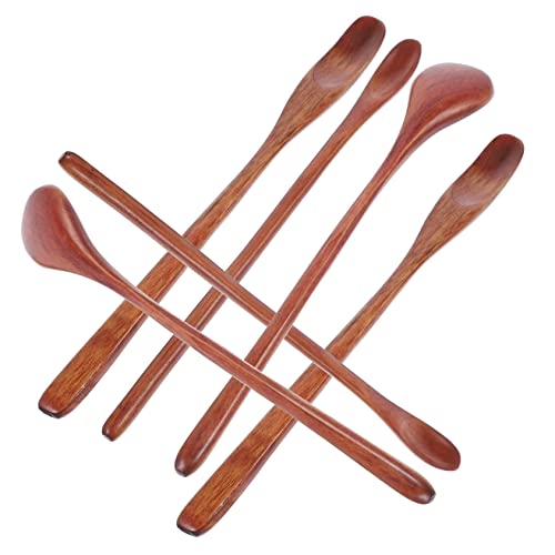 Hemobllo 6pcs Reusable Wooden Coffee Mixing Spoons Handle Stirring Sticks for Drinks Desserts and Honey Dipping Ergonomic Design Smooth Finish Craftsmanship