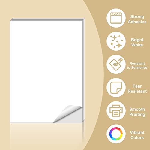 Sticker Paper, Besteasy 8.5" X 11" Full Sheet Label Stickers For Laser Inkjet Printer, Self Adhesive Printer Paper Shipping Labels, White Matte Easy Peel Mailing Label Stickers (100 Sheets,100 Labels) #TOP1