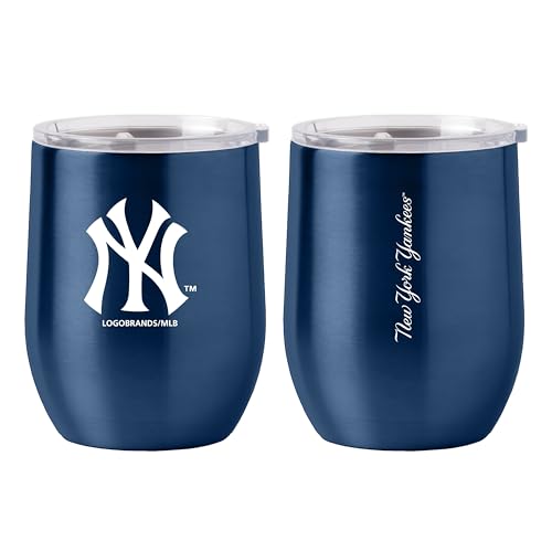 Logo Brands MLB 16oz Gameday Curved Beverage Stainless Steel Travel Tumbler (New York Yankees)