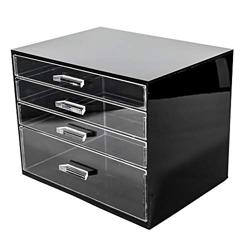 Gaveteiro Acrílico A4 com 4 Gavetas Preto