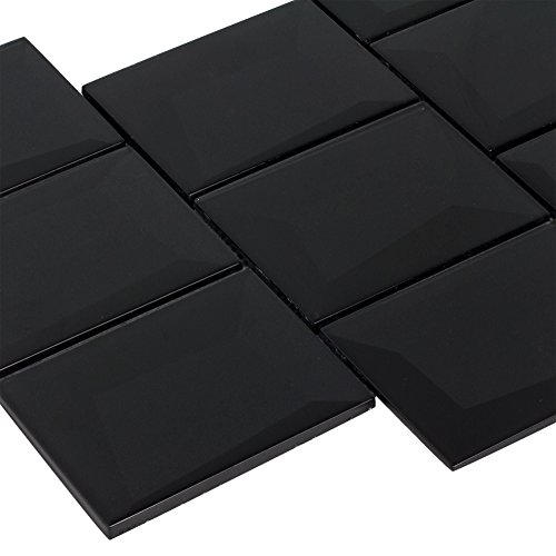 Modern Squares Black Glossy Glass Mosaic Tile Kitchen Backsplash Bathroom Mto0144 #TOP1