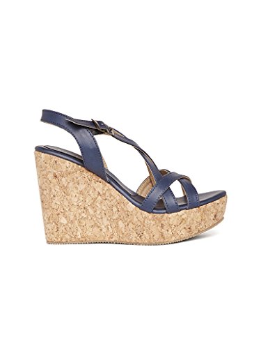 Image of Marc Loire Women's Blue Wedges High Heels Fashion Sandals, UK 3