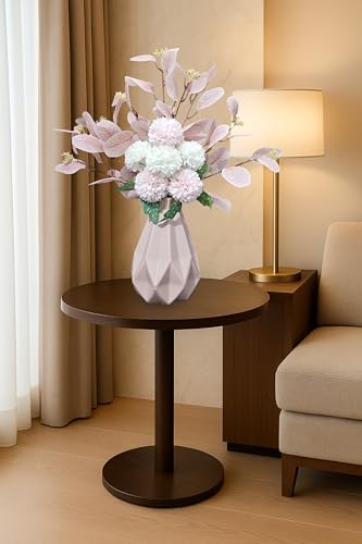 Image of Combo Set of Modern Geometric Vase and Premium Handmade Realistic Artificial Flower Bouquet for Living Room, Bedroom, Office & Gifting (Pink & White)