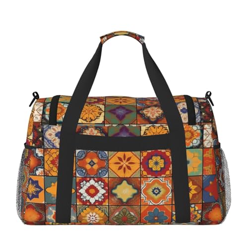 Group Of Moroccan Geometric Travel Duffel Bag Lightweight Waterproof Carry On Tote Bag Foldable Weekender Overnight Bags Sport Gym Bag For Women Men2