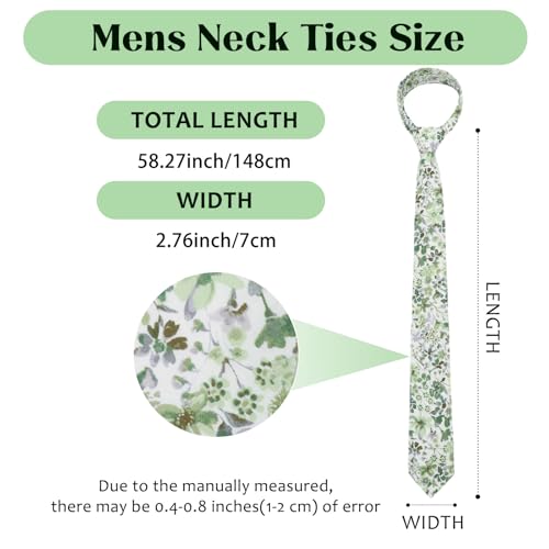 Image of Floral Ties for Men 2.56'' Men's Skinny Tie Mens Cotton Necktie for Groom Groomsmen Shirt Tuxedo Wedding Party Dance Business