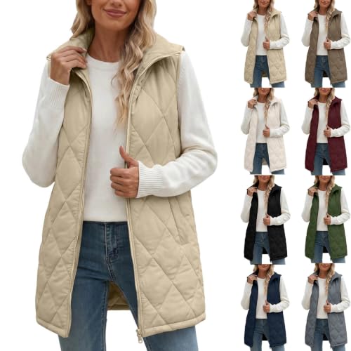 Puffer Vests for Women Diamond Quilted Zip Up Winter Jacket with Pockets - image 1