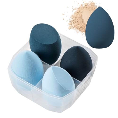 Paquete de 4 esponjas de maquillaje, esponjas de maquillaje multicolor, mezcladoras de belleza con caja cubierta, polvos con esponja de huevo, esponja de maquillaje facial, esponja de belleza para