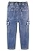 KIDSCOOL SPACE Girls Slim Cargo Jeans,Elastic Waist Accordion Style Pockets with Flaps Denim Pants,Blue,12