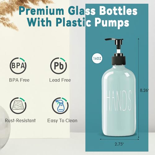 Image of COHOSEGE Glass Soap Dispenser Set 2 Pack,16 Oz Dish Soap Dispenser for Kitchen Sink,Green Kitchen Accessories and Kitchen Decor,Green Decorations and Kitchen Utensils for Kitchen