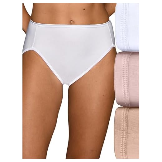 Vanity Fair Women's Illumination Hi Cut Panties (Regular & Plus Size), 3 Pack-White/Quartz/Beige, 6