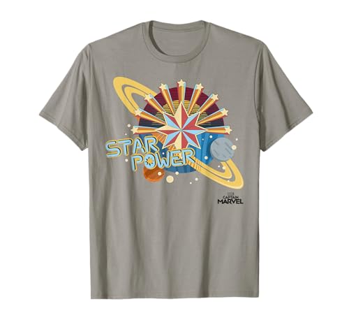 Image of Captain Marvel Star Power Retro Style Graphic Tee T-Shirt