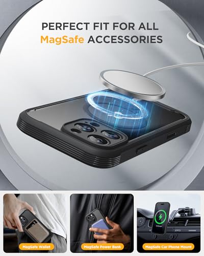 Image of miracase Privacy for iPhone 16 Pro Max Case, 25 Anti-Spy, Black | Built-in Privacy Screen Protector, Compatible with MagSafe, Full Camera Protection, 360 Full Body Shockproof Phone Case 6.9 inch