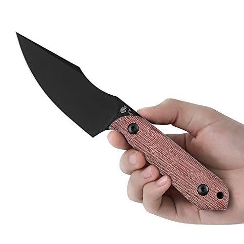 Kizer/Maverick Customs Harpoon Fixed-blade Knife D2 Blade with Red Micarta Handle - 1040E1