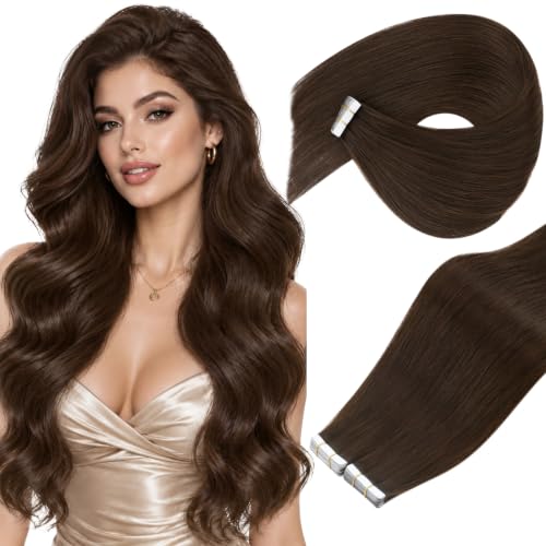 Ve Sunny Tape in Hair Extensions Dark Brown 50g 20Pcs Silky Straight