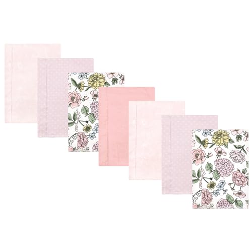 Image of Hudson Baby Unisex Baby Cotton Poly Flannel Burp Cloths, Vintage Blossom 7 Pack, One Size