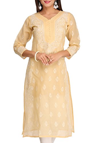 Image of Ada Hand Embroidered Lucknowi Chikankari Cotton Kurta for Women A252866