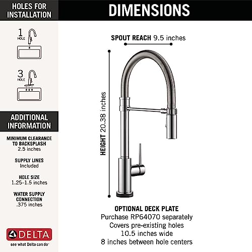 Delta Faucet Trinsic Pro Commercial Style Kitchen Faucet Chrome, Touch Kitchen Faucets With Pull Down Sprayer, Kitchen Sink Faucet, Touch Faucet, Delta Touch2O Technology, Chrome 9659T-Dst #TOP4