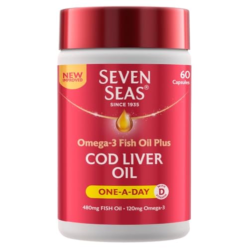 Seven Seas Cod Liver Oil One-A-Day Omega-3 Fish Oil and Vitamin D, 60 Capsules, 2 Months Supply
