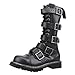 Produktbild Angry Itch Kampfstiefel Unisex Herren Damen Schwarz Leder 14 Löcher 5 Schnallen Army Militärstiefel Punk Stahlkappe