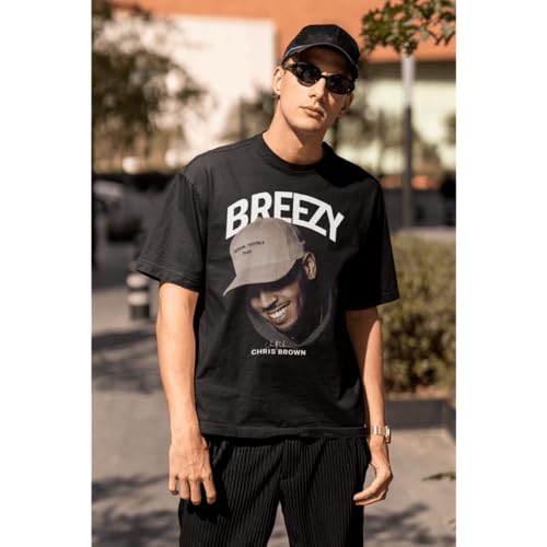 Camiseta Oversized Artista Pop Chris Chris Brown Unissex Em Algodao Preto/M