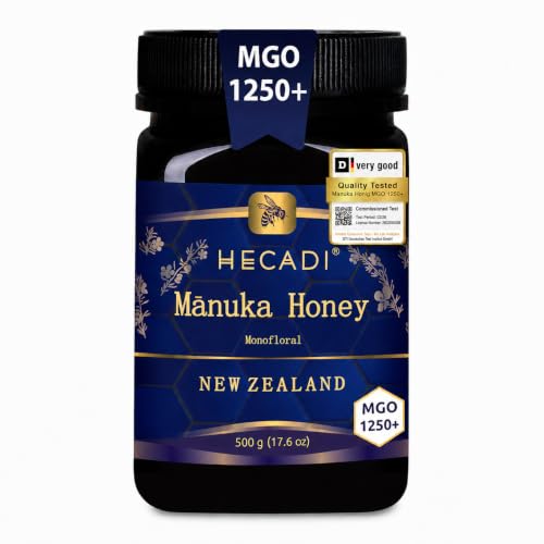 Manuka Honig MGO 1250+ Hecadi I Original Honig aus Neuseeland I mit zertifiziertem und Garantiertem Inhalt von MGO I 500 g