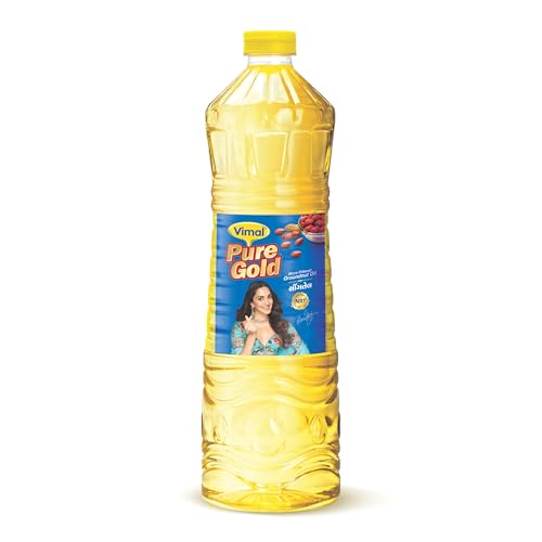 Image of Vimal Pure Gold Groundnut Oil: 100% Natural and Pure for a Healthy Lifestyle | Double Filtered and Refined Peanut Oil for Cooking (1L)