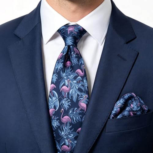 Image of Alizeal Mens 3.15'' Gradient Novelty Pattern Tie Set with Pocket Square Casual Color Tie Set
