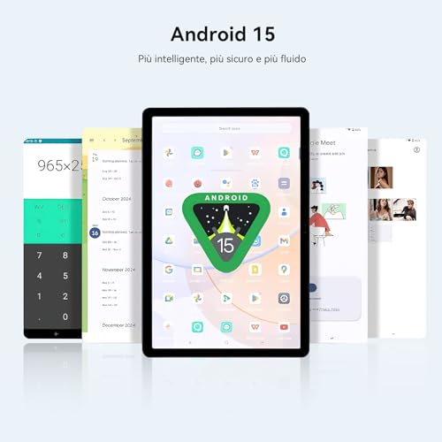 Blackview Mega2 Tablet 12 Pollici Android 15, 24GB RAM+256GB Rom(Tf 2TB), 2K Fhd Ips Display Gaming Tablet, Dual 4G LTE+5G Wifi,Octa Core T615, 9000 Mah,Widevine L1, Face Id, Gps Con Custodia & Penne - 3