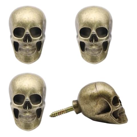 Hdtyyln Skull Wall Hooks, 4 Pcs Decorative Metal Wall Mounted Key Holder Hat Rack Organizer Bathroom Hanger Home and Kitchen Use Pegs (Bronze) Cover