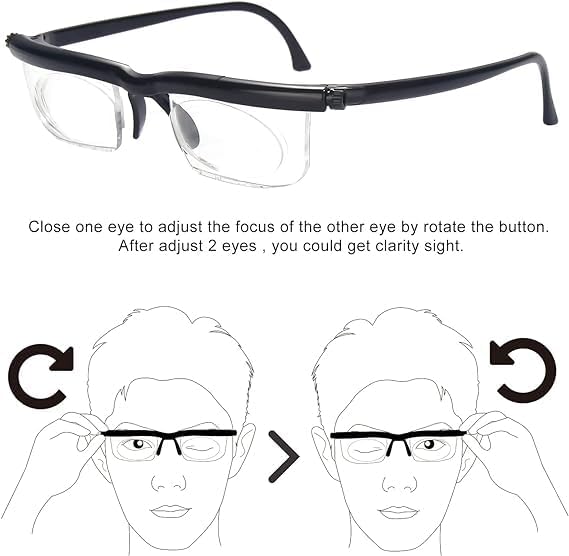 Miniatura 3 de OKH Lentes de esfera ajustables, lentes de lectura de enfoque ajustable, lentes de control de dioptrías flexibles, gafas de dioptrías 1D a +3D, para