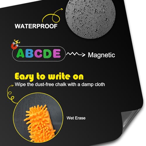 Magnetic Chalkboard for Wall – 120 x 46 cm Peel & Stick Magnetic Arch Blackboard Decal with 5 Chalk Markers, Magnetic Pen Holder & 84 Magnetic Letters for Home, Office & Playroom - Image 2