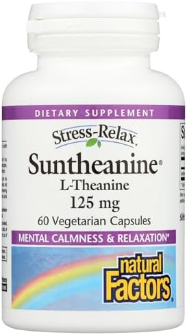 Natural Factors - Stress-Relax Suntheanine L-Theanine, Supports Mental Calmness & Relaxation, 60 Vegetarian Capsules