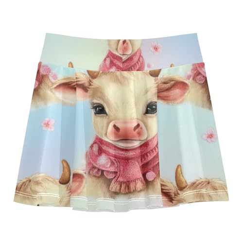 Girls' Shorts Athletic Skorts Tennis Skirts Kids Outfit School Skirt Cute Cow Rainbow 3t2